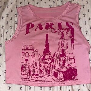 Pink Paris France crop top